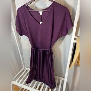 NWT CATO Purple Dress with Pleated Skirt